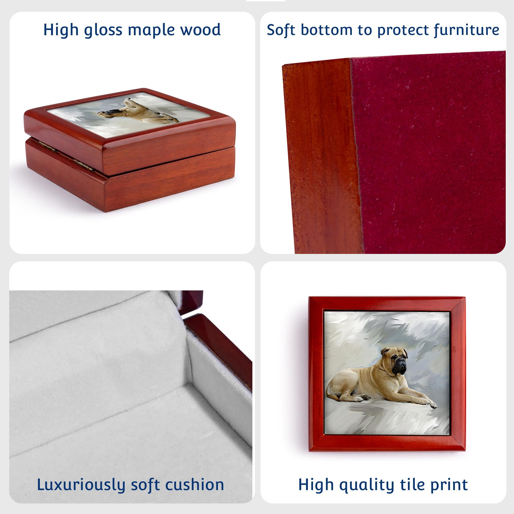 3dRose, Bullmastiff, Jewelry Box 5.5x5.5 inch with 4 inch tile