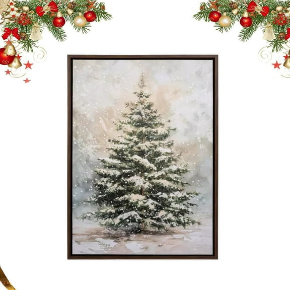 Lighted Christmas Canvas Wall Art,LED Christmas Snowy Tree Light up Canvas Wall Decor Winter Scene Wall Art Home Decor, Xmas Art Winter Evergreen Tree Decor for Room
