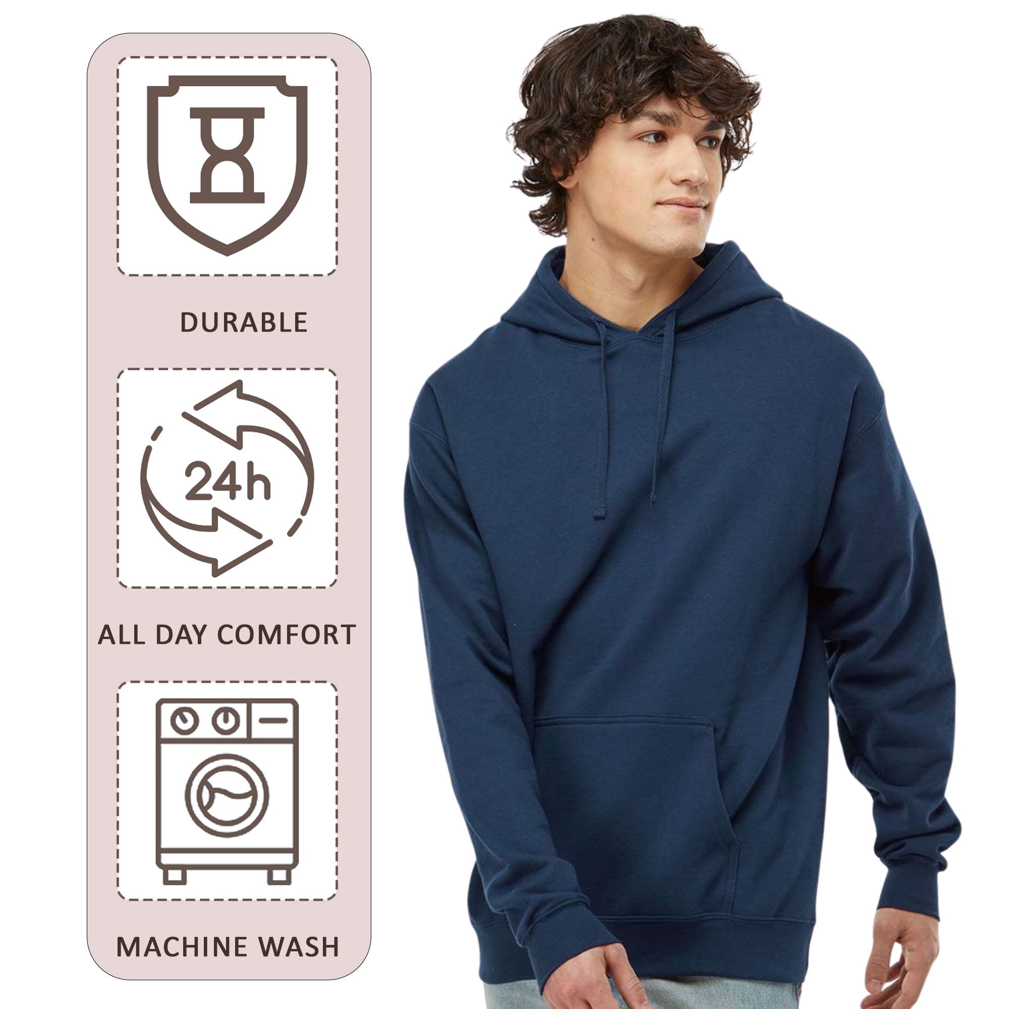 Hanes Men's Perfect Sweats Hooded Sweatshirt 80/20 Ring-Spun Cotton/Polyester Pullover Cozy Soft Winter Hoodie (Light-Steel, M)