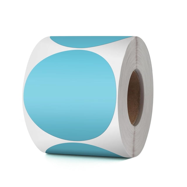Etiquetas térmicas YIKIADA Blue Circle de vinilo, 7,6 cm, impermeables, 500 unidades