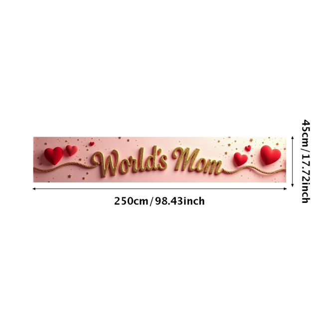 Glittery World's Best Mom Banner with Heart and Rope Elements Valentine's Day Party Decorations Backdrop Background Photography Props Family Gatherings Mom Appreciation Events