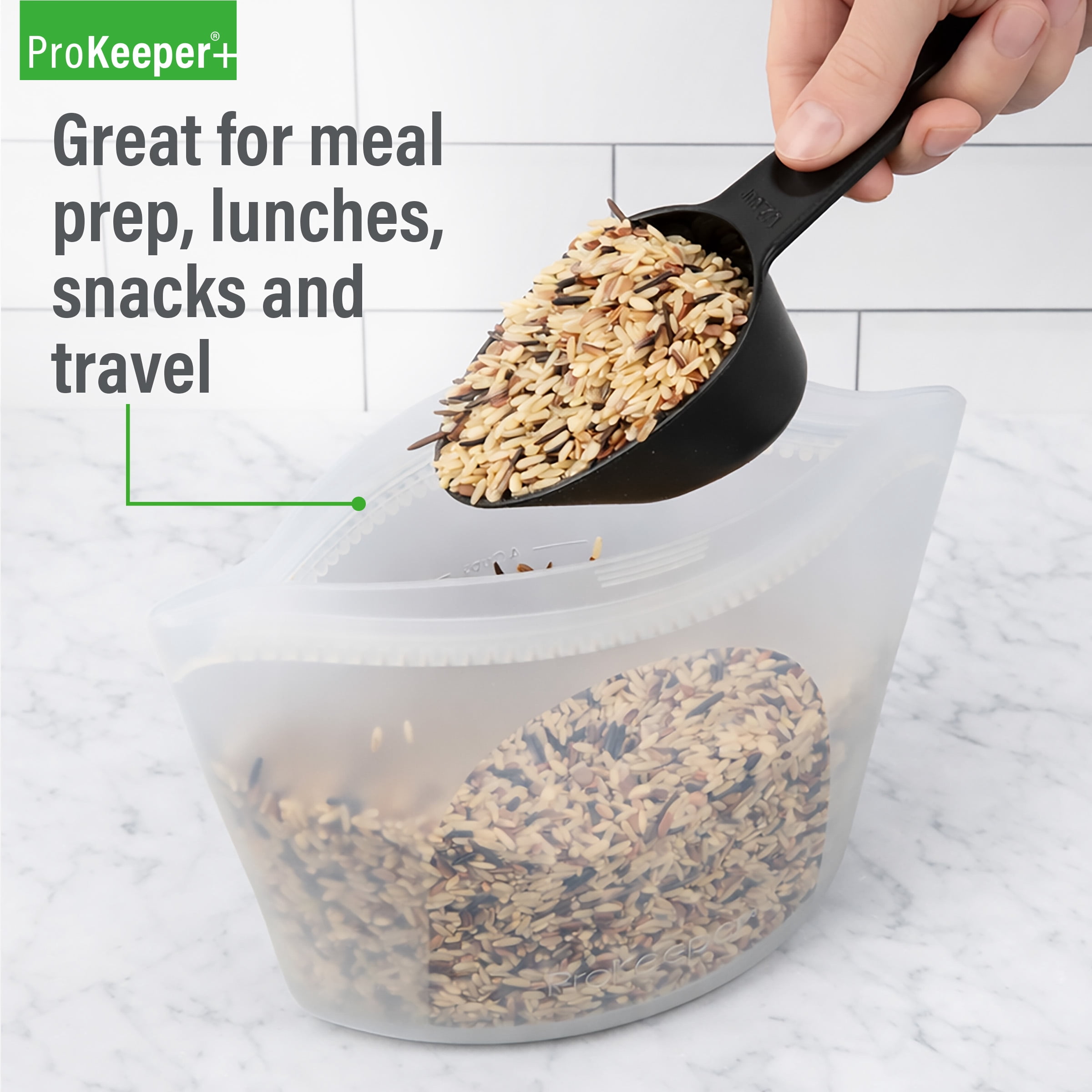 (4 pack) Prokeeper+ 3 Silicone Stand Up Snack and Storage Bag, 3 Pack, Mulit Color, Designed to Help with Packed Lunches and Daily Commutes