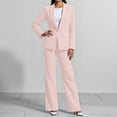 thumbnail image 2 of UJNDER Women's Trousers Suit Two Piece Set Long Sleeve and Straight Pants Work Daily Wear Casual Outfit Button Front Comfortable Spring Fall Winter Pant Suits for Women Pink XL, 2 of 6