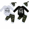 thumbnail image 6 of Douhoow Newborn Baby Boy Clothes Long Sleeve Letters Romper Camouflage Long Pants Hat 2Pcs Outfits, 6 of 6