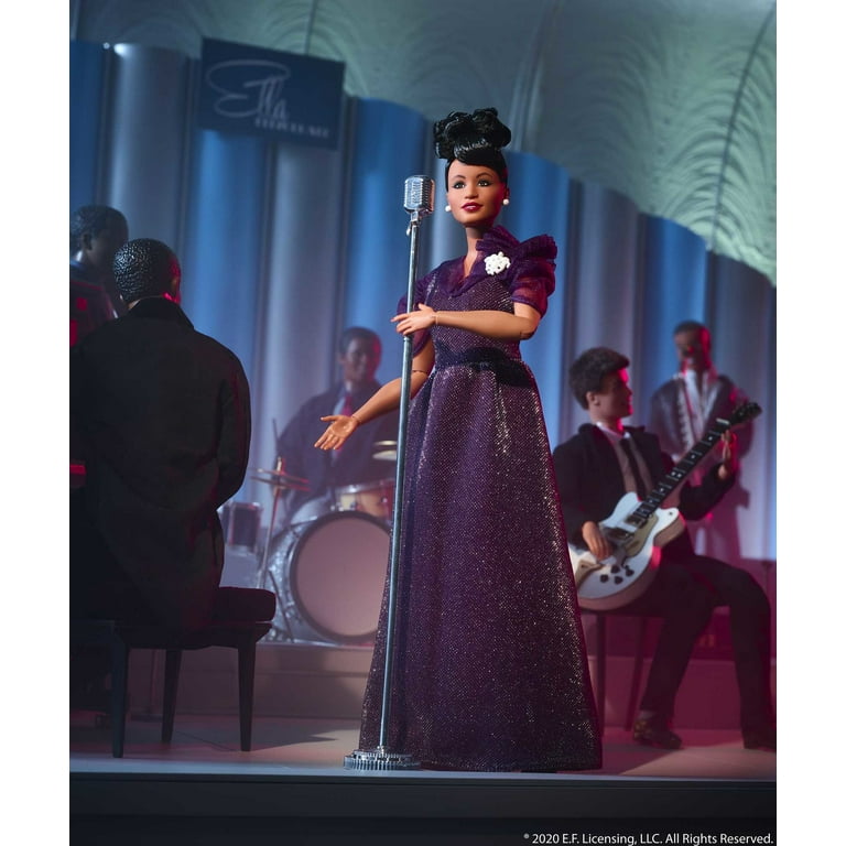 Barbie Ella Fitzgerald Doll Inspiring Women Collection 12 in with Purple Gown and Microphone Walmart