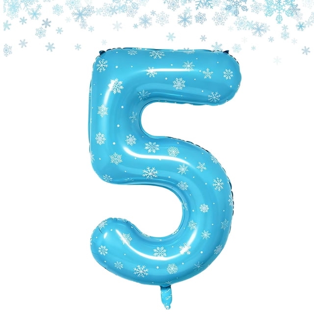 Decoraciones de cumpleaños, globos con forma de copo de nieve, número 5, de Frozen
