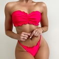 thumbnail image 4 of BONIXOOM Womens Swimsuits Bandeau None Solid Bikinis Bikini Summer Swimwears on Clearance Watermelon Red Size 8, 4 of 7