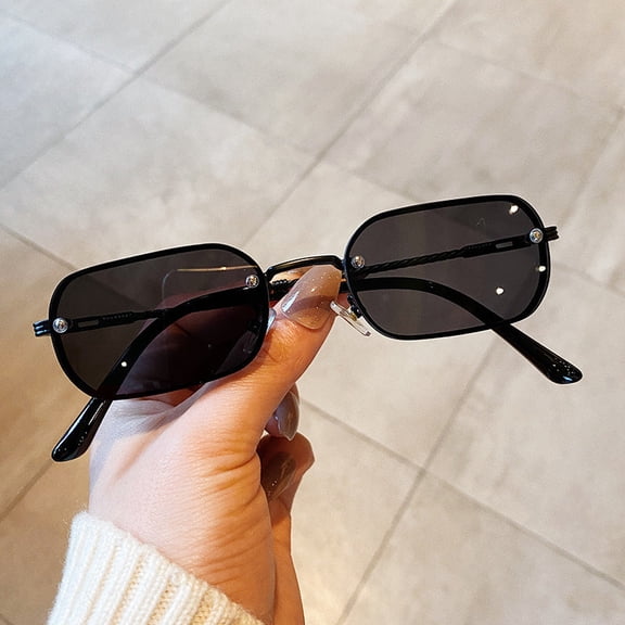 Womens Square Sunglasses Trendy Small Frame Vintage Metal Frame UV400 Protection PC Lens Colorful Street Style