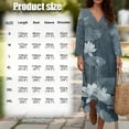 thumbnail image 6 of COEQINE Bohemian Asian 3/4 Sleeve Wrap Dress for Women, Oriental Zen Style Midi Tunic Loose Fit Dress with Linen Feel Casual Sundress, Modest Easy Wash & Wear, Size M, Grey Blue Lotus, 6 of 6