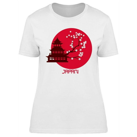 Japan Castle And Sakura T-Shirt Women -Image by Shutterstock, Female XX-Large