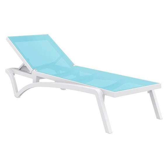 Compamia Pacific Chaise Lounge with Turquoise Sling in White