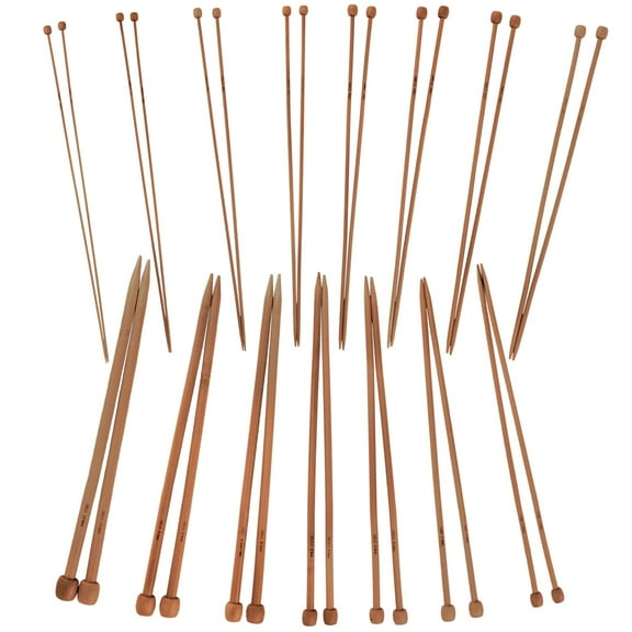 JubileeYarn Bamboo Knitting Needles Set - Carbonized Brown - 15 Sizes: 2mm-10mm
