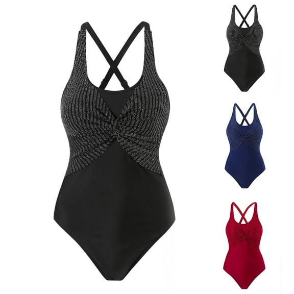 Saving UTSJKR Women's One-Piece Swimsuits Sexy Deep V Neck Modest High Waisted Bathing Suit Tummy Control Plus Size Swimwear Black M