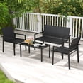 thumbnail image 4 of Gymax 4 PCS Patio Furniture Set Heavy Duty Galvanized Metal Frame Wicker Table Black, 4 of 10
