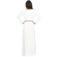 thumbnail image 6 of KOH KOH Long Sleeve Modest Fall Winter Evening Flowy Empire Waist Full Floor Length Cocktail Formal V-Neck Tall Maxi Dress Gown Abaya For Women Ivory White Small US 4-6 NT021, 6 of 7