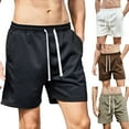 thumbnail image 5 of Lovskoo Shorts for Men Casual Trendy Solid Color Elastic Waist Shorts Splicing Drawstring Shorts Coffee, 5 of 5
