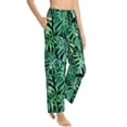 thumbnail image 2 of Disketp Monstera Leaves Print Women'S Comfy Pajama Pants Casual Drawstring Palazzo Lounge Wide Leg Pants, 2 of 9