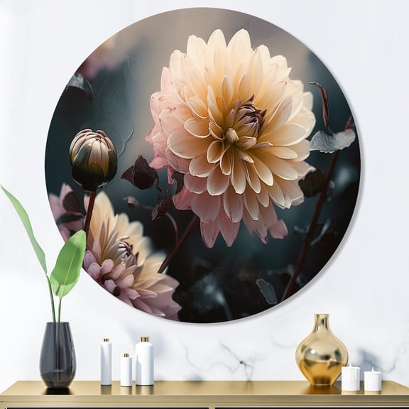 Designart "Dreamy Cream Daffodils" Floral Daffodil Metal Round Wall Art