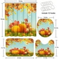 thumbnail image 5 of Halloween Pumpkins Lantern Bathroom Sets with Shower Curtain and Rugs and Accessories, Autumn Happy Stars Smile Shower Curtain Sets, Orange Fall Shower Curtains for Bathroom Decor 4 Pcs, 5 of 7