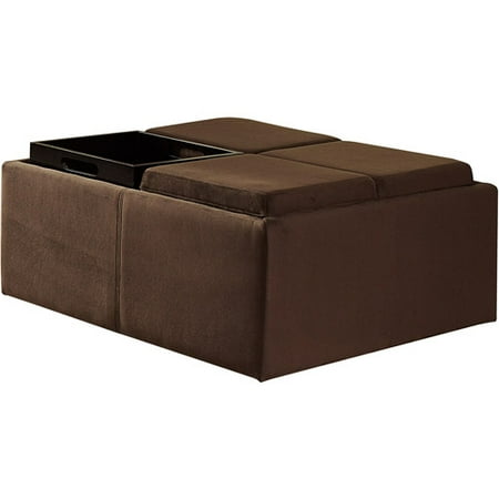 Cocktail Storage Ottoman With 4 Trays, C  Walmart.com