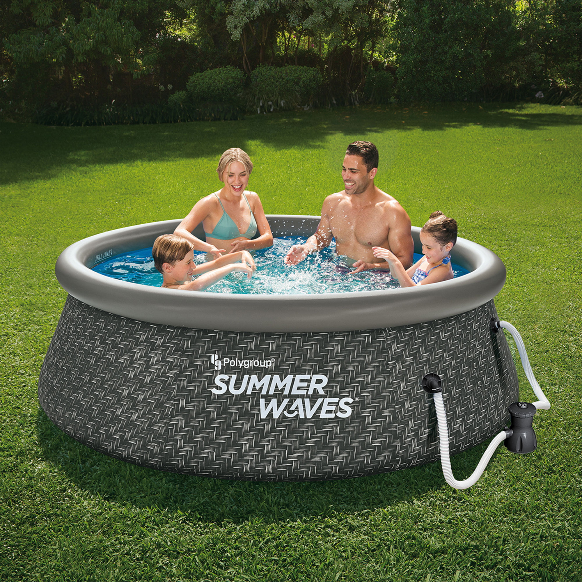 Summer Waves 8ft x 8ft x 2.5ft Inflatable Above Ground Pool with Filter Pump 