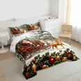 thumbnail image 3 of Homewish Kawaii Santa Claus Queen Comforter Set,Red Gold Xmas Ball Bedding Sets,Brown Christmas Reindeer Bedding Comforter Set For Girls Boys,Luxury Bedroom Decor Reversible,3pcs, 3 of 8