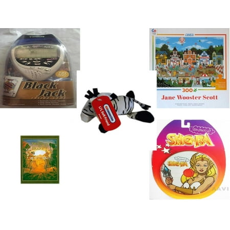 Children's Gift Bundle [5 Piece] -  Black Jack Casino Handheld  - Circus Pandemonium   - Dan Dee Kid Connection Lil Soft Friend Zebra   5