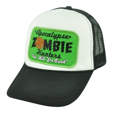 Apocalypse Zombie Hunters We Kill Em Dead Mesh Trucker Snapback Black Hat Cap