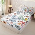 thumbnail image 2 of Erosebridal Watercolor Elephant Zipper Queen Comforter Set with Fitted Sheet and 2 Pillowcases,Rustic Floral Print Zipper Bedding Set,Grey Blue Pink,Reversible, 2 of 6