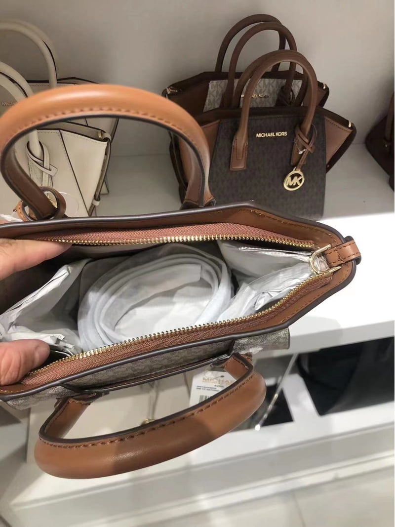 New Michael Kors Avril Small Logo Top-Zip Satchel Purse in Vanilla