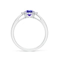 thumbnail image 2 of ANGARA Natural Tapered Shank Tanzanite Solitaire Ring with Diamond Accents in 14K White Gold for Women (Size-7x5mm) | December Birthstone, Anniversary, Jewelry Gift for Women | Natural Tanzanite Ring, 2 of 8