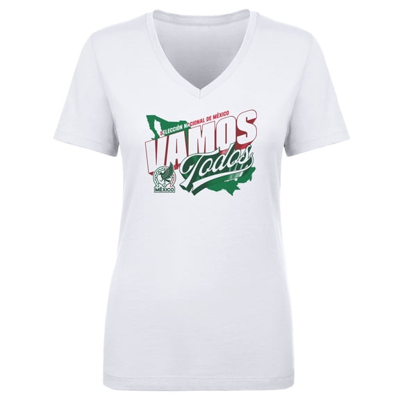 Women's 500 Level White Mexico National Team Vamos Todos Country V-Neck T-Shirt