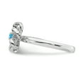 thumbnail image 3 of 925 Sterling Silver Blue Topaz Flower Stackable Ring Leaf Birthstone December Gemstone, 3 of 8