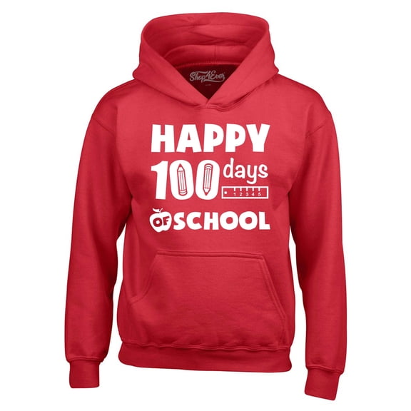 Shop4Ever Men's Happy 100 Days of School Teacher Student Hooded Sweatshirt Hoodie XXX-Large Red