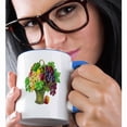 thumbnail image 2 of 3drose, Tall Basket of Fruits with Grapes, Peaches, Apples and Grape Leaves, 11oz Two-tone Blue Mug, 2 of 6
