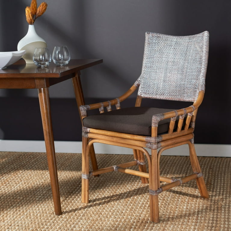 SAFAVIEH Donatella Rattan Chairs Brown White Wash Brown Legs Dark