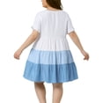 thumbnail image 4 of GRACE & GRANDEUR Vestido midi de chambray con volantes y mangas cortas para mujer en tallas grandes 1X azul claro, 4 of 8