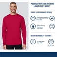 thumbnail image 5 of Crown Craze® Men’s Capital Long Sleeve Performance T-Shirt, 100% Polyester Solid Color Tee (Platinum, L), 5 of 7