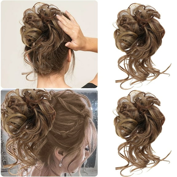 GHSOHS Wigs Human Hair Real Human Hair Blonde Messy Bun Hair Piece Hair Bun Scrunchies Synthetic Light Brown Wavy Curly Chignon Ponytail Hair Extensions Wavy Hairpieces for Women Hair Accessories
