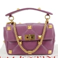 thumbnail image 3 of Pre-Owned Valentino Garavani Roman Stud Quilted Leather Crossbody Bag Purple, 3 of 14