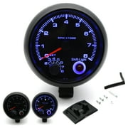 Carevas 3.75'' Car Universal Black Gauge Blue Inter 0-8000 RPM