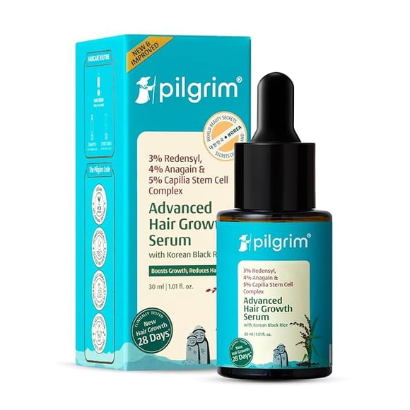 Pilgrim Redensyl 3% + Anagain 4% + Baicapil Advanced Hair Growth Serum (30ml) for Scalp with Korean Black Rice & Rosemary