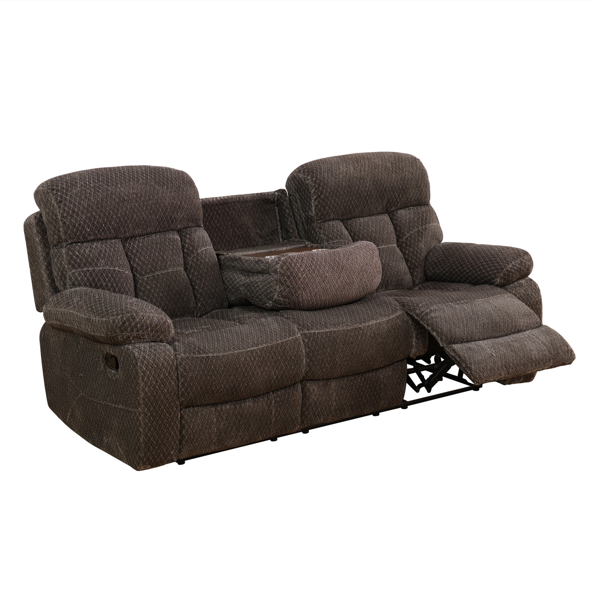 Aukfa 3-Piece Recliner Sofa Set - 87" 3 Seat Recliner with Flip Backrest Cupholder, Home Theater Seating, Brown