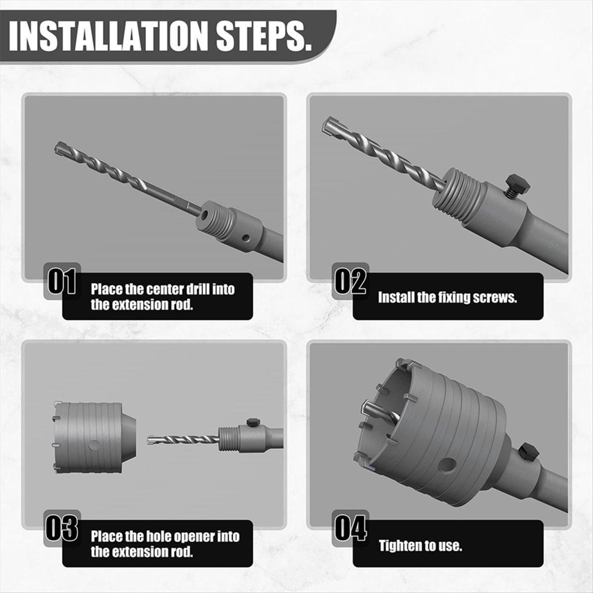 SDS Plus Hammer Drills Wall Hole Saw Drill Bit Set Cutter Tools with Round Shaft Concrete Cement Stone Hole Opener,65mm