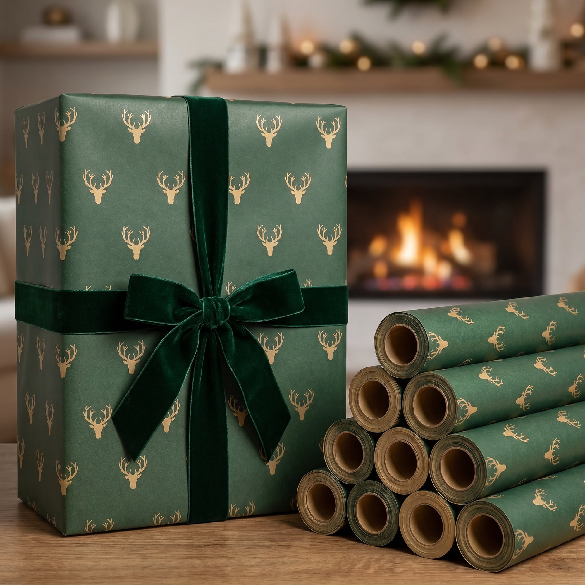 Unique Bargains Premium Gift Wrapping Paper for Christmas and Event Dark Green 27.6"x19.7"