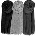 thumbnail image 4 of Spring And Summer Women's Cotton And Linen Scarf, Solid Color, Japanese And Korean Scarf, Sunscreen And Warm Shawl, Simple Retro Style, Edge Tassel, 100 * 190cm Silk Scarf Gray, 4 of 6