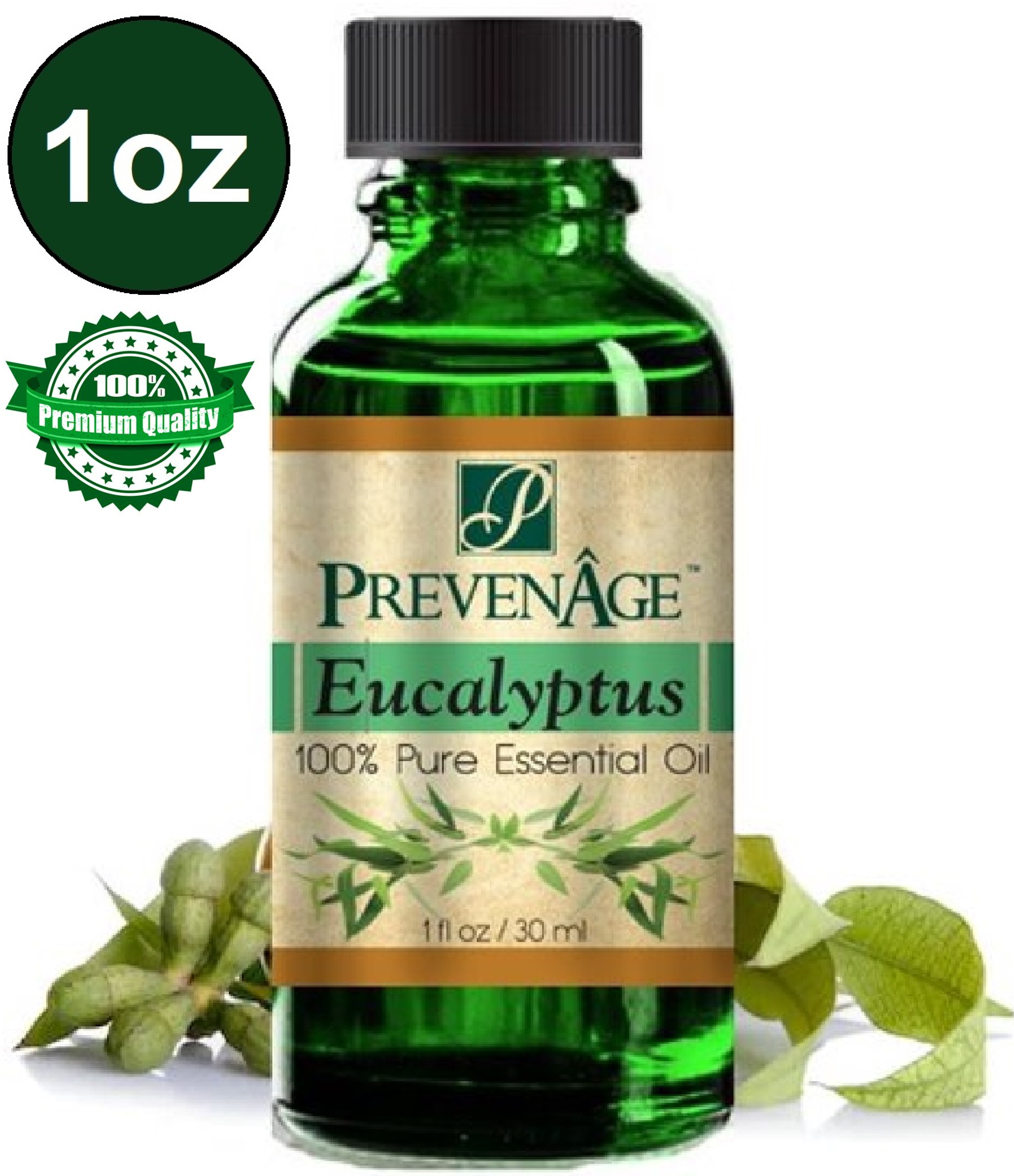 Eucalyptus Essential Oil Aromatherapy - Premium Grade - Made with 100% Pure Therapeutic Grade Essential Oils 30 mL / 1 Oz by Prevenage Made in USA / Fast Shipping