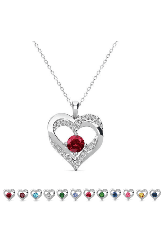 Forever January Birthstone 18k White Gold Plated Women's Necklace, Swarovski Crystals
