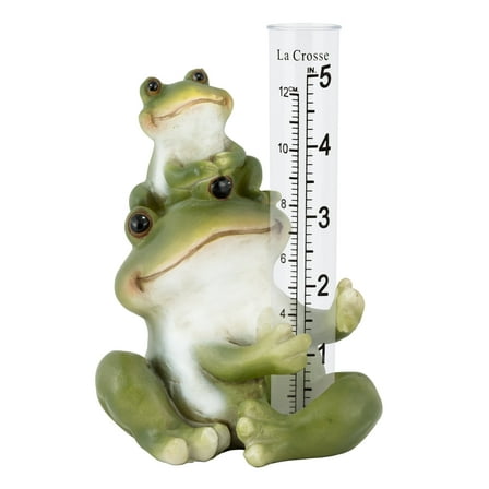 La Crosse Table Standing 5-Inch Capacity Polyresin Frog Rain Gauge, 704-4114