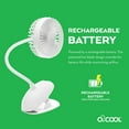 thumbnail image 2 of O2COOL Rechargeable USB Battery Clip Fan 5 Inch Fan with Long Gooseneck, Powerful Clip, Adjustable Neck, 3 Speeds, Great for a Desk Fan Stroller Fan or Travel Fan, 2 of 9